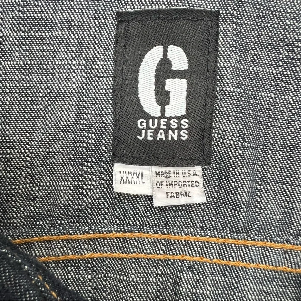 GUESS Men's 4XL‎ Blue Denim Trucker Jacket Vintage 90s/Y2k Made in USA Button Up